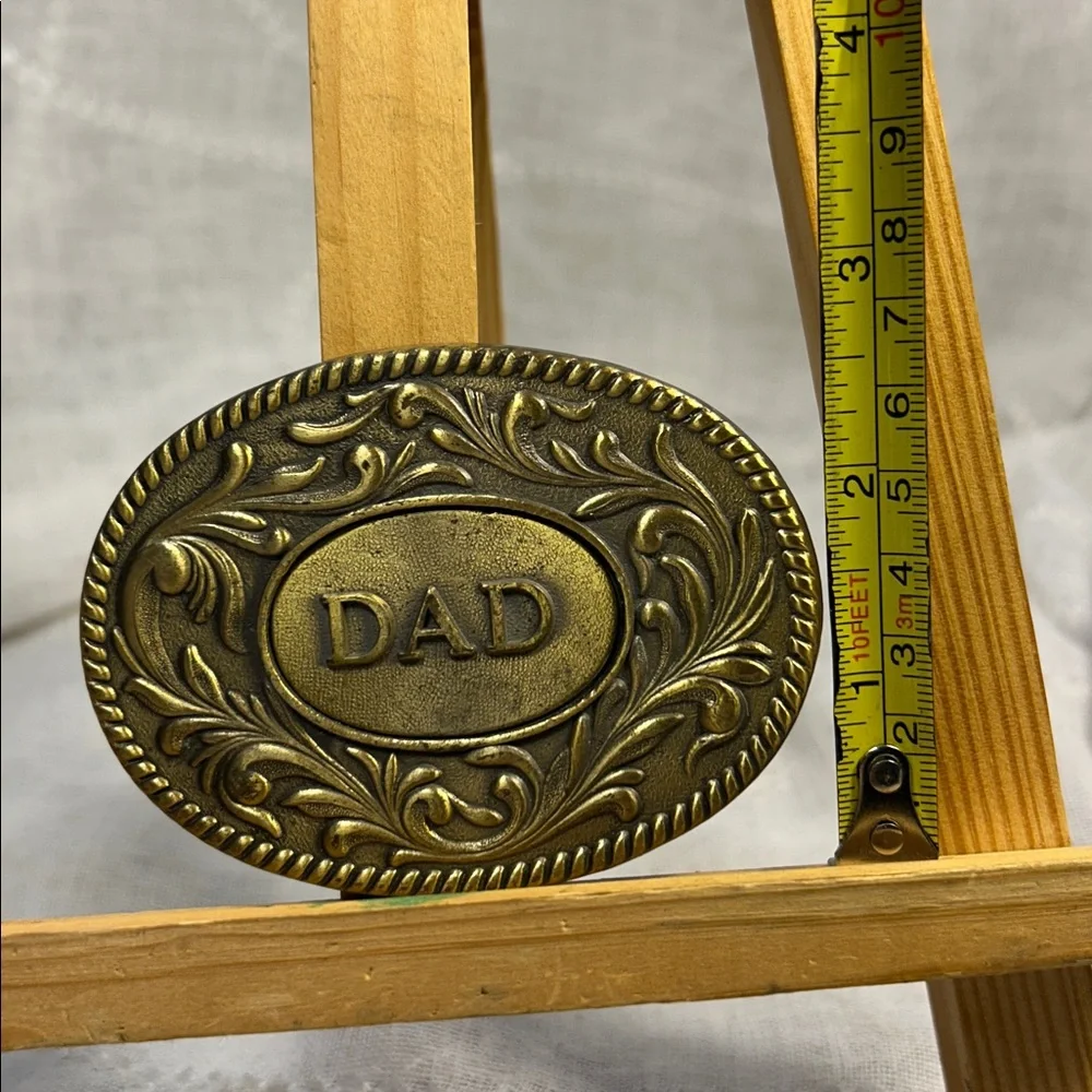 Vintage the Kenny Co DAD 1977 western brass belt buckle limited
